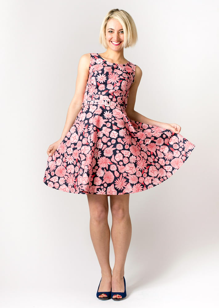 Image of Coco Party Dress: Pink/Navy Floral