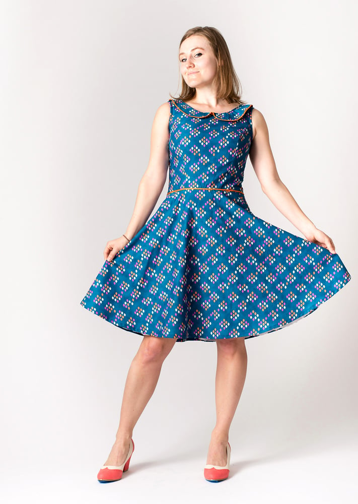Image of COCO PARTY DRESS: Teal/Orange Pipping
