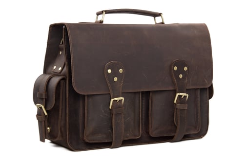 Image of Handcrafted Rustic Leather Briefcase, Messenger Bag, Laptop Bag, Men's Handbag 7145