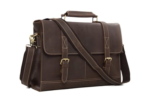 Image of Vintage Genuine Leather Briefcase Messenger Bag Laptop Bag 6938