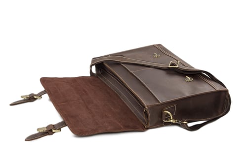 Image of Vintage Genuine Leather Briefcase Messenger Bag Laptop Bag 6938