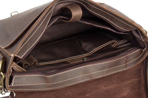 Image of Vintage Genuine Leather Briefcase Messenger Bag Laptop Bag 6938