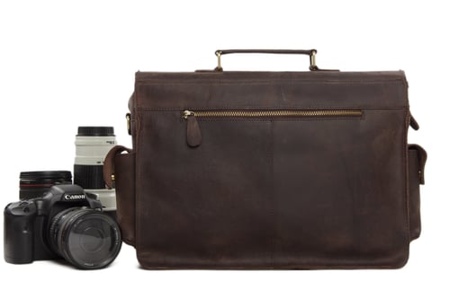 Image of Genuine Leather DSLR Camera Bag Leather Briefcase Leather Camera Bag 7200