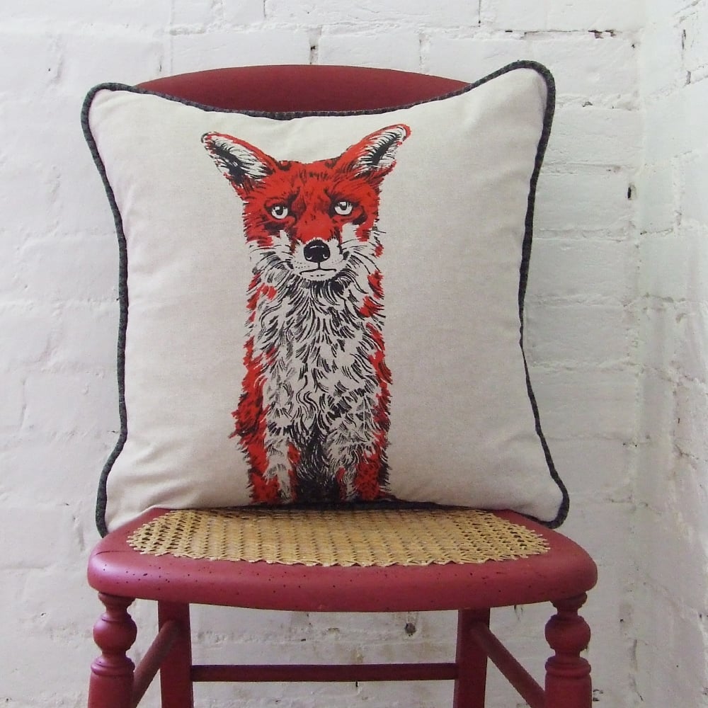 Image of RED FOX CUSHION, LINEN