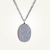 Large Oval White Druzy Necklace, Sterling Silver