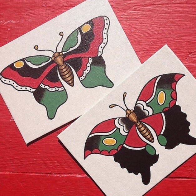 American Traditional Butterfly Flash Sheet  Random Hero Tattoo