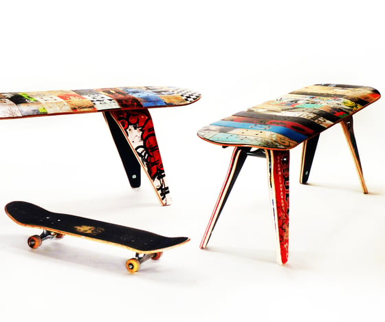 Image of 60" Three Seater - Recycled Skateboard Bench