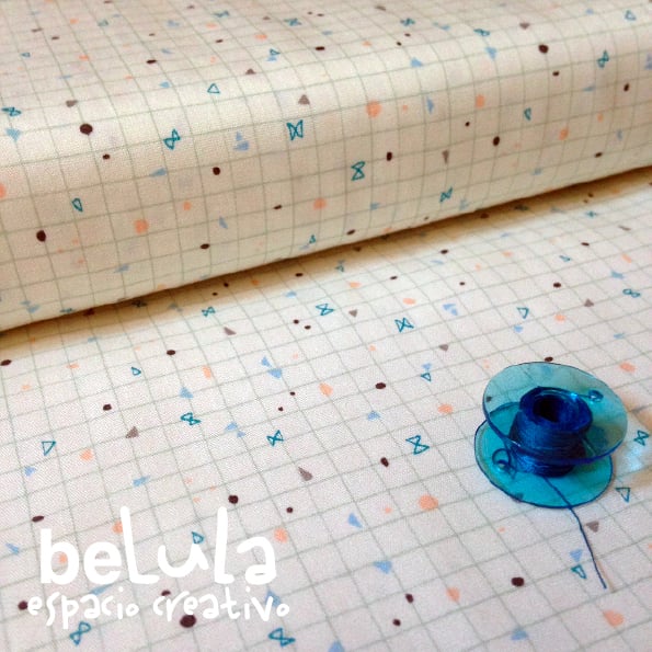 Image of Tela algodón patchwork: Cuadrícula azules