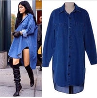 Oversized Denim Shirt Dress