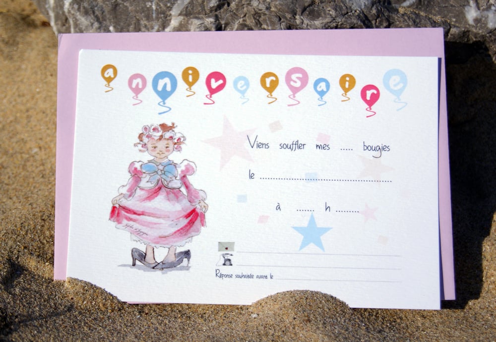 Pack 6 cartes d'invitation anniversaire Fille Princesse / Fetons ca cartons