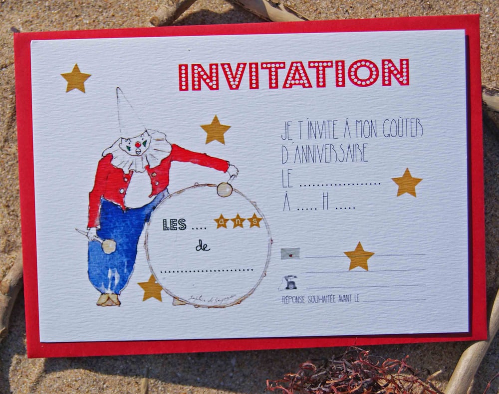 Image of Pack 6 cartes d'invitation anniversaire Garçon clown