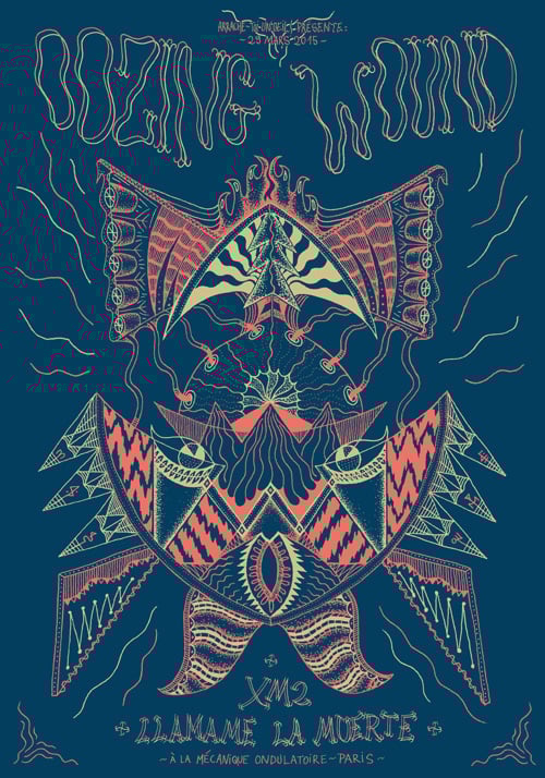 OOZING WOUND + XM2 + LLAMAME LA MUERTE (2015) Screenprinted Poster