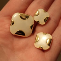 Gold & Pearl Square Plugs (sizes 2g-3/4)