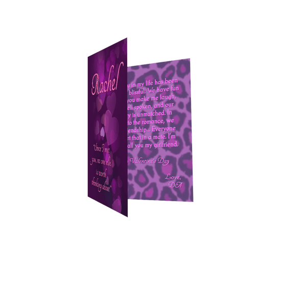 Image of "Purple Heart Cheetah" Valentine's Day Card