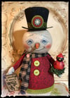 Folk art Snowman Winter Cardinal Doll Creation