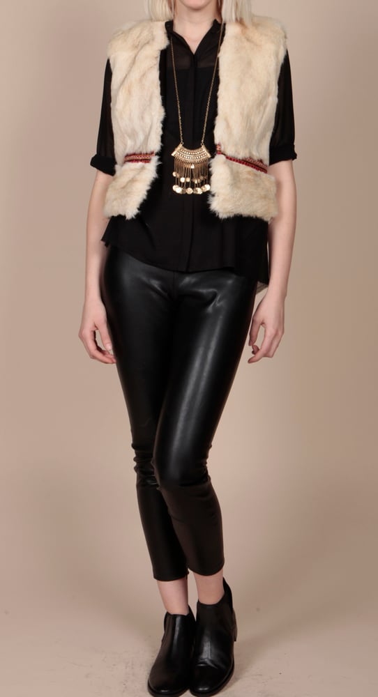 Image of Cream coney embellished gilet, Small,