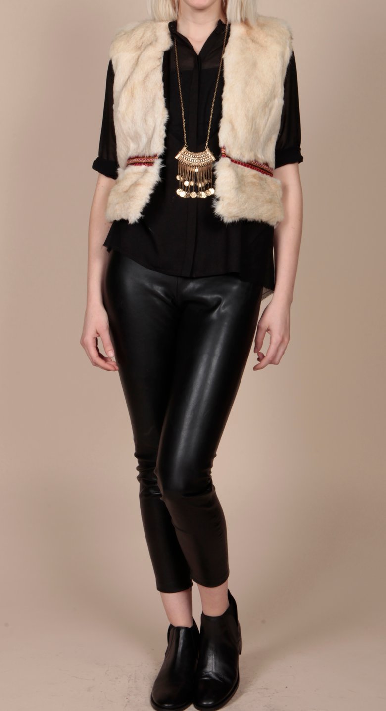 Image of Cream coney embellished gilet, Small,