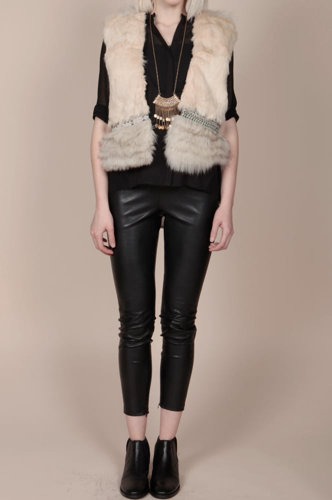 Image of Mixed fur embellished gilet, Medium