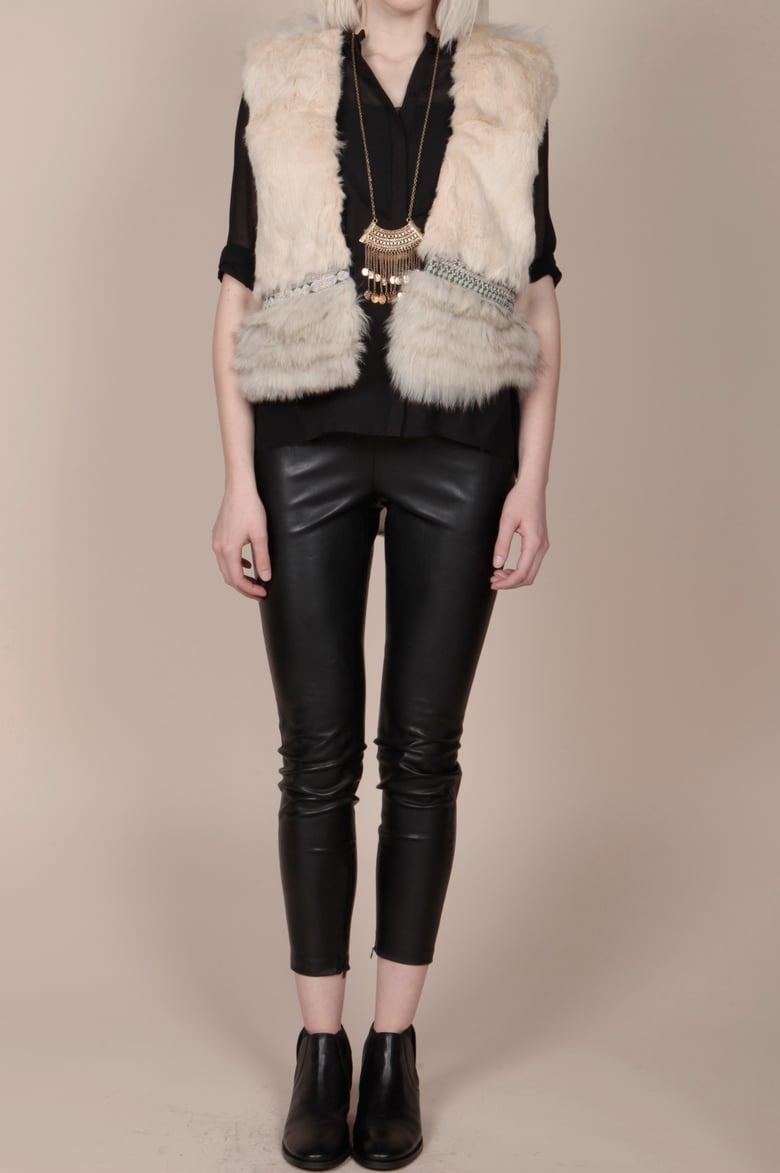 Image of Mixed fur embellished gilet, Medium