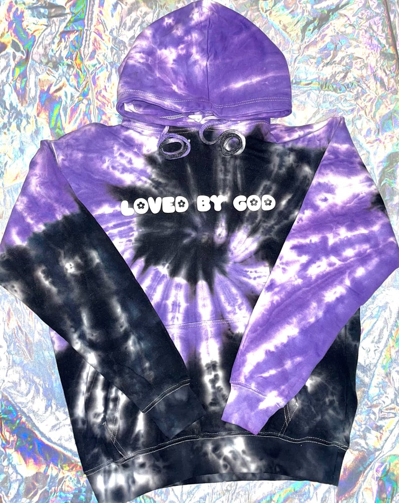 Image of “LOVED BY GOD” PURPLE & BLACK HOODIE