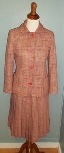 Image of Red Plaid Vintage Celine Skirt Suit