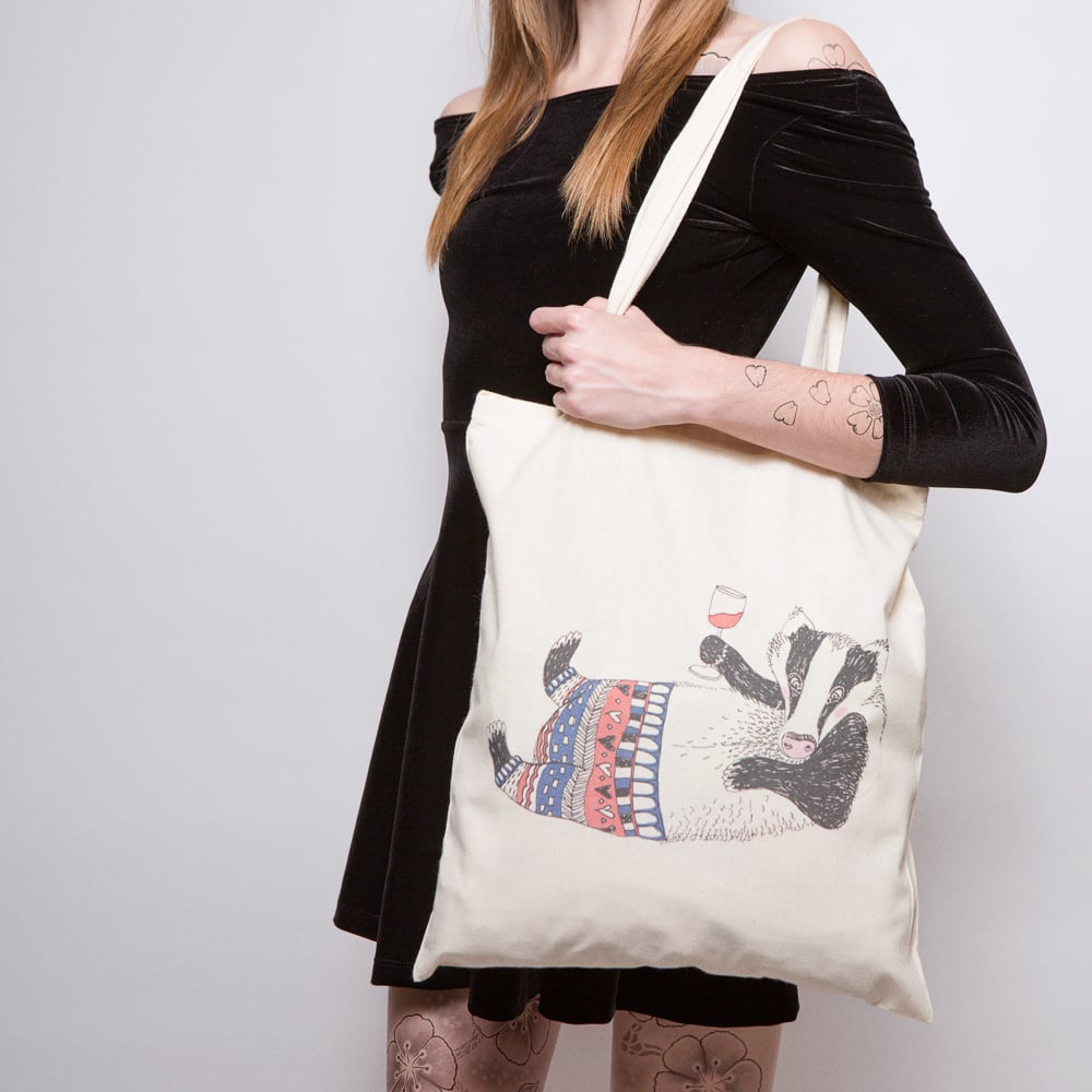 Tipsy Badger Tote Bag / Sophie Parker