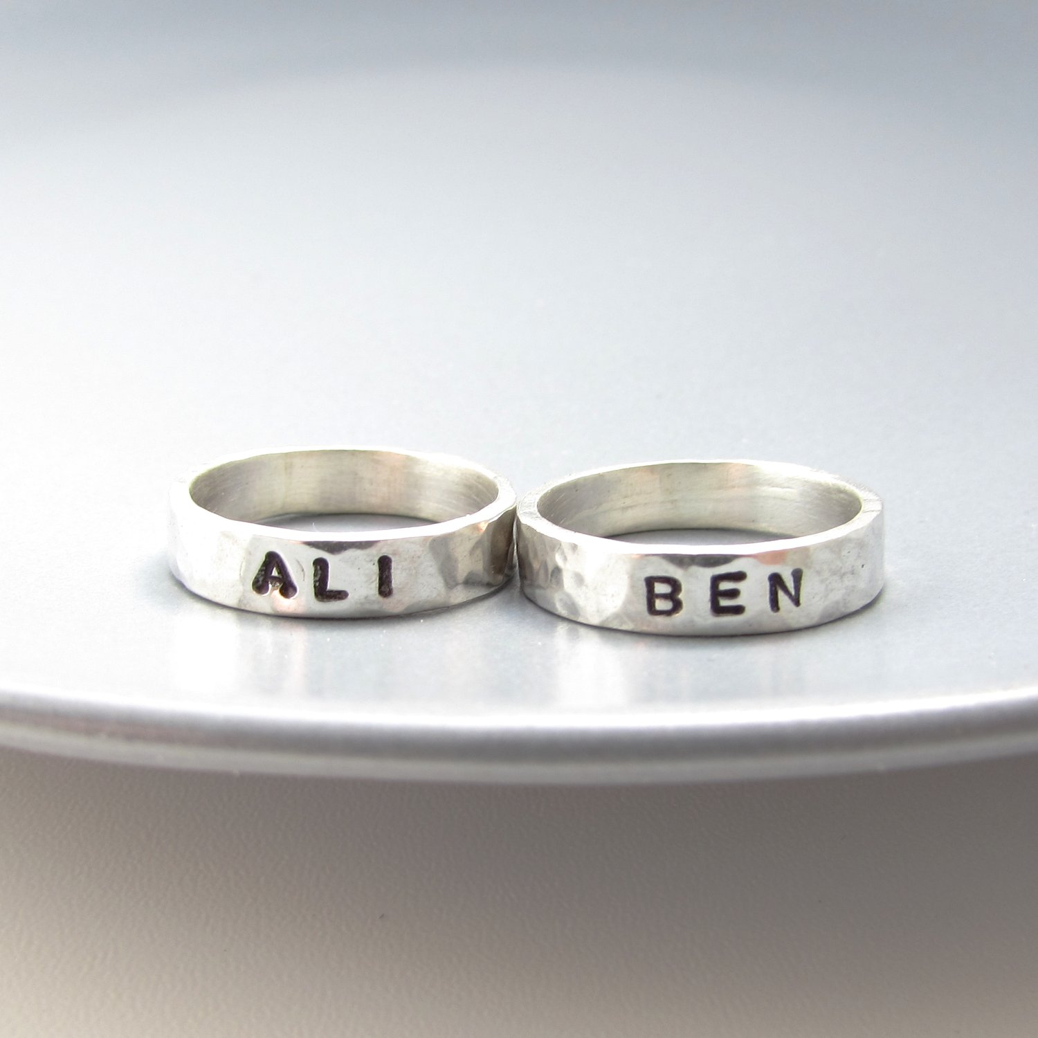 Silver rings for sale couples with name