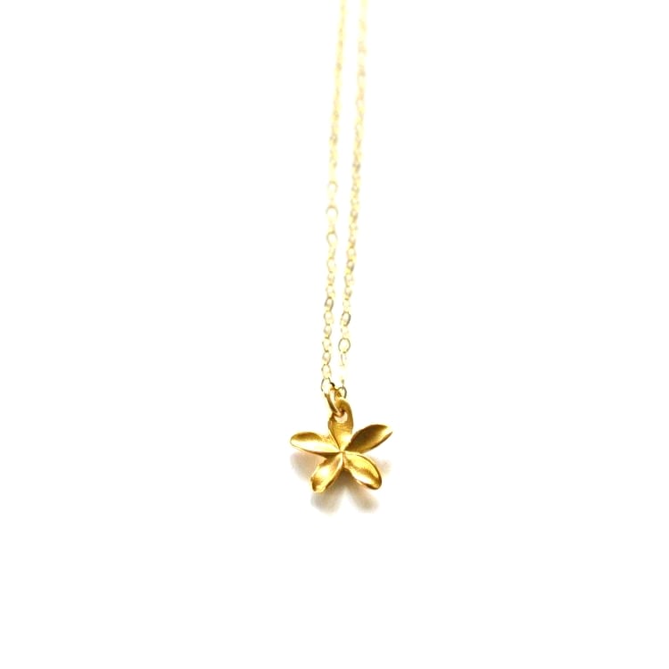 Tiny gold plumeria necklace | Kahili Creations Handmade ...
