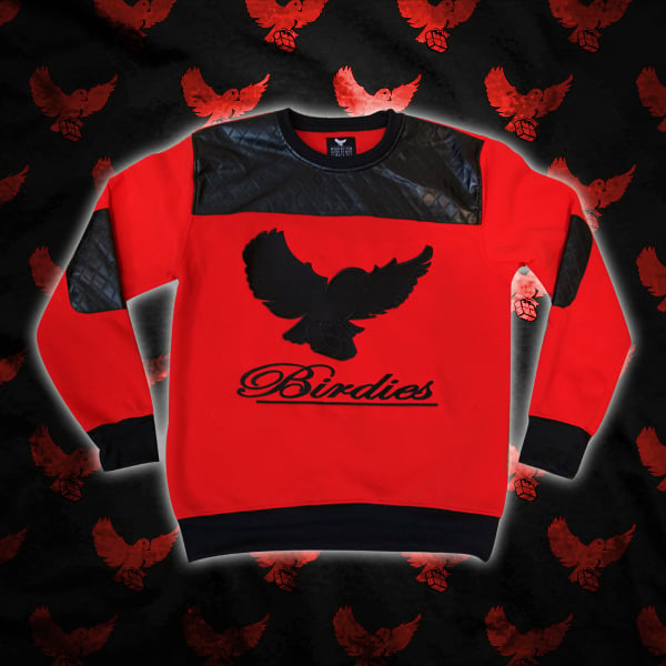 Image of Black/Red Cut & Sew Quilted Crewneck