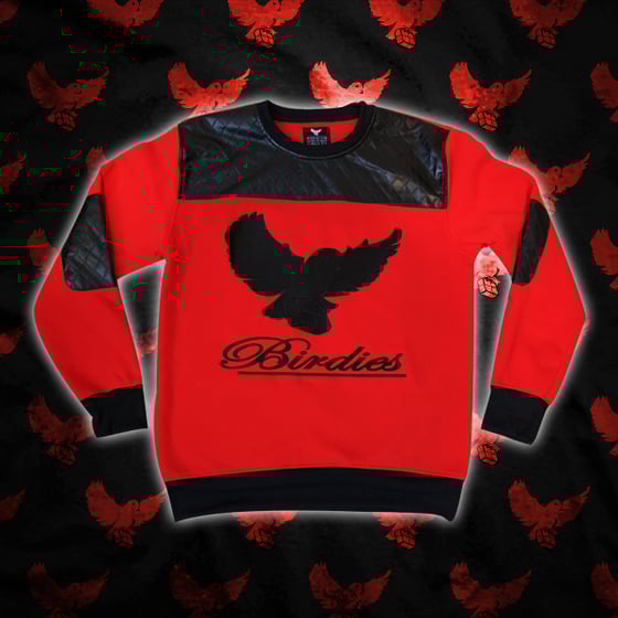 Image of Black/Red Cut & Sew Quilted Crewneck
