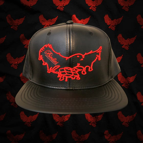 Image of Black/Red Dripping Leather Snapback