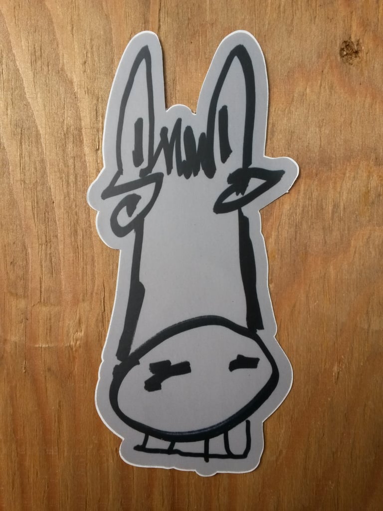 Donkey Sticker with Teeth (Gray)