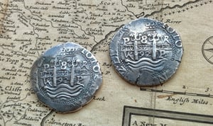 Image of 'Piece of Eight' Spanish 8 Reales Cob 1692 Coin