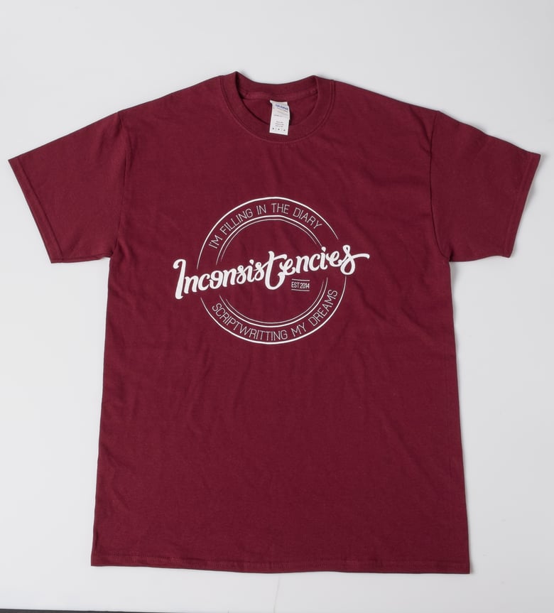 Image of "I'm filling in the diary script writing my dreams" Maroon Tee-Shirt