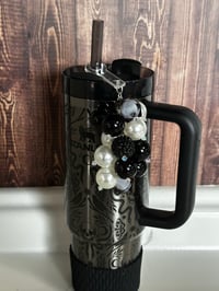 Image 2 of Deadly Damask Black and White Stanley Tumbler Straw Topper Bauble
