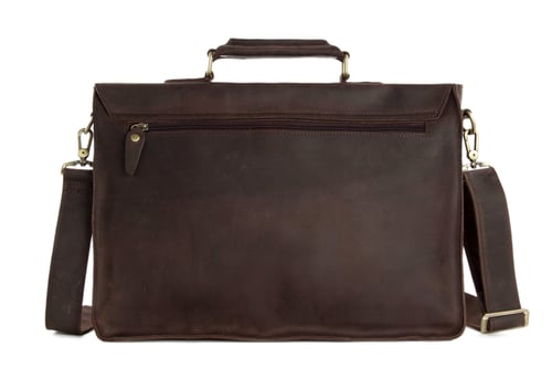 Image of 15'' Handmade Vintage Genuine Leather Briefcase Messenger Bag Laptop Bag Men's Handbag 7205