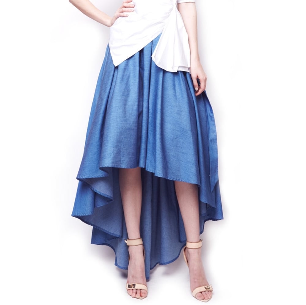 Image of Ribbon belt high-low skirt (4 colors)