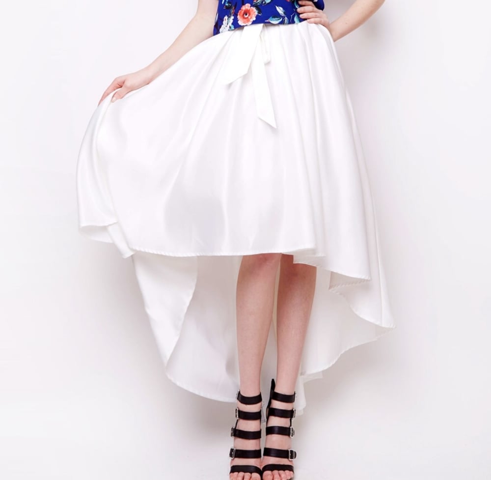 Image of Ribbon belt high-low skirt (4 colors)