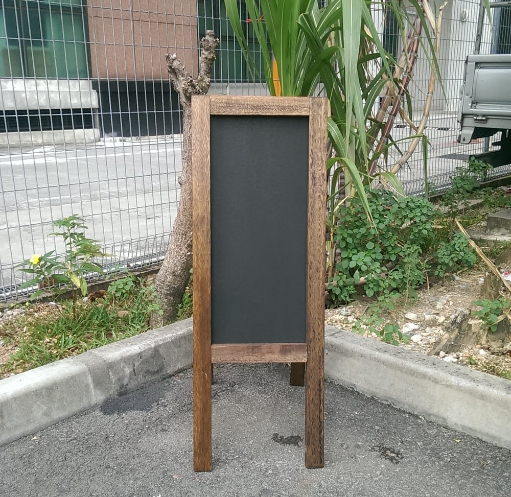 Small Standing Double Sided Chalkboard with Walnut Frame