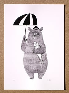 Image of Bear, Brolly and Salmon (screen print) Edition 50