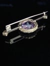 Edwardian original 18ct amethyst and old cut diamond brooch