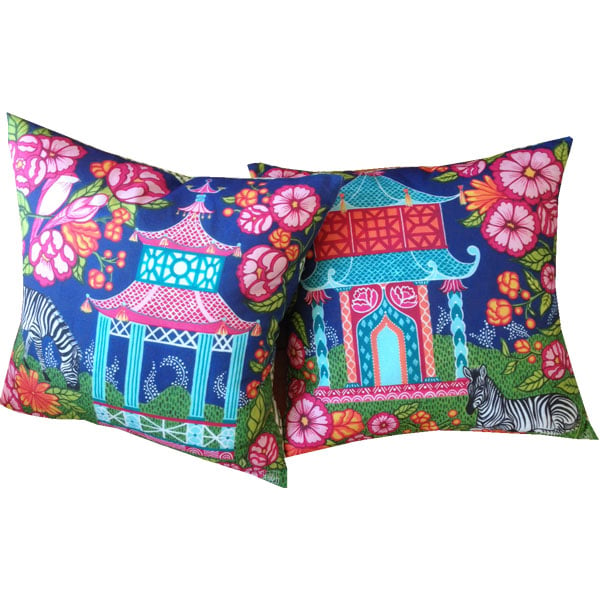 Image of Chinoiserie Garden Teal Pillow Cover