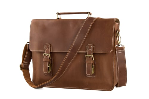 Image of Vintage Brown Leather Briefcase, Men Messenger Bag, Laptop Bag 7035B-1