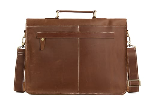 Image of Vintage Brown Leather Briefcase, Men Messenger Bag, Laptop Bag 7035B-1