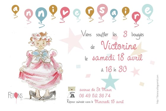 Image of Carte d'invitation anniversaire Fille Princesse