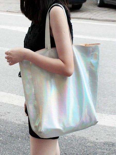 Image of Silver Holographic Oversized Tote