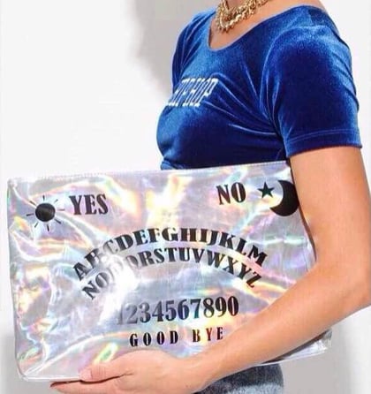 Image of "Spirit Contact" Silver Holographic Clutch Bag
