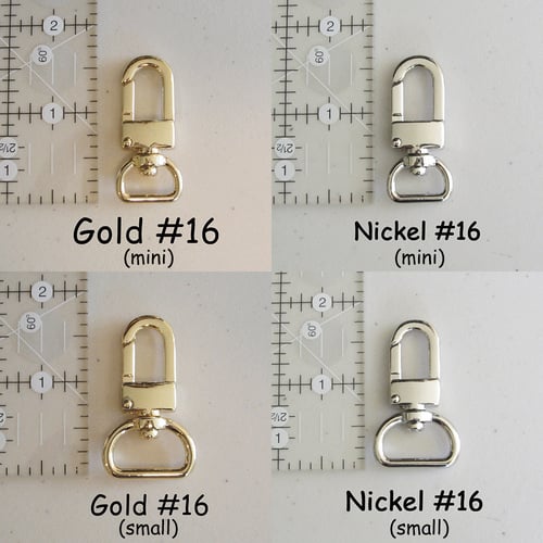 Image of Clips for Bag or Luggage Tags - Various Sizes - Attachable Gold or Nickel #16 - Handbag Accessory
