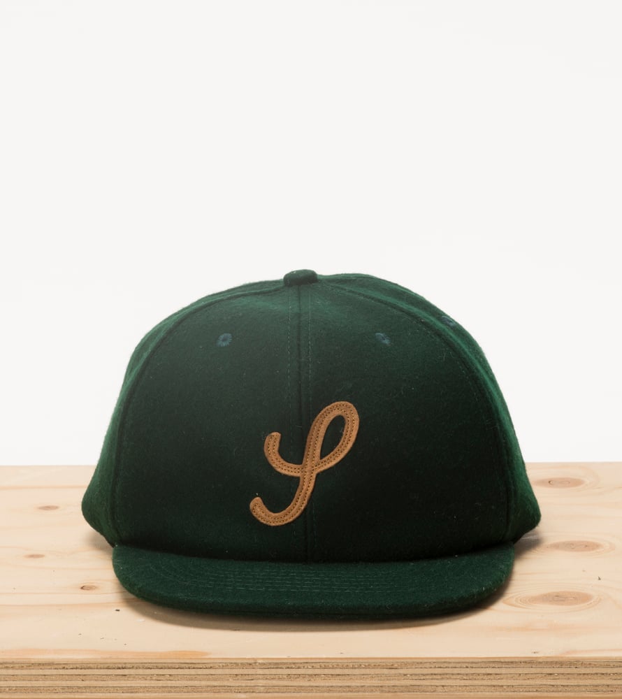 Image of Forest Green & Tan Wool 6 Panel Cap