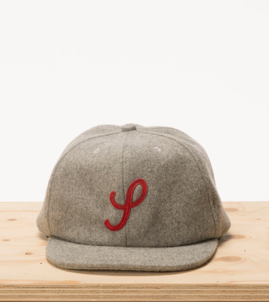 Image of Cloud Grey & Red Wool 6 Panel Cap